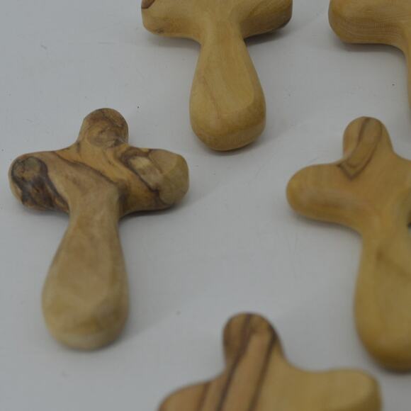 (13) Comfort Cross Natural Olive Wood Hand Carved Bethlehem - Picture 9 of 14